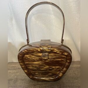 Vintage Myles 1950s mother of pearl gold lucite hand bag